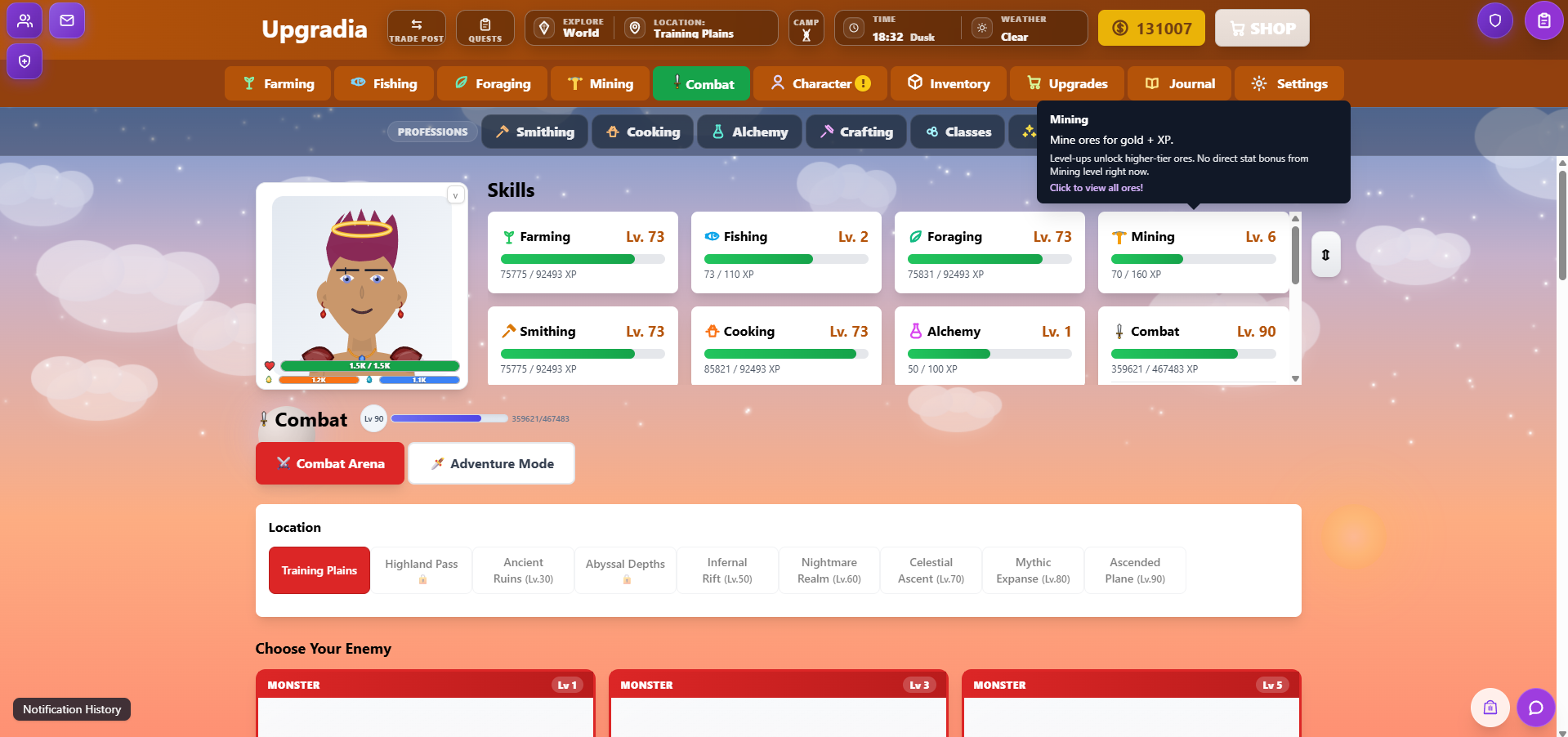 Skills gameplay